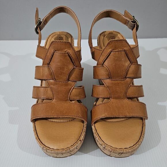 NEW Born Bernese Cage Sandal Womens 10 Brown Leather Cork Wedge Platform - Picture 4 of 14